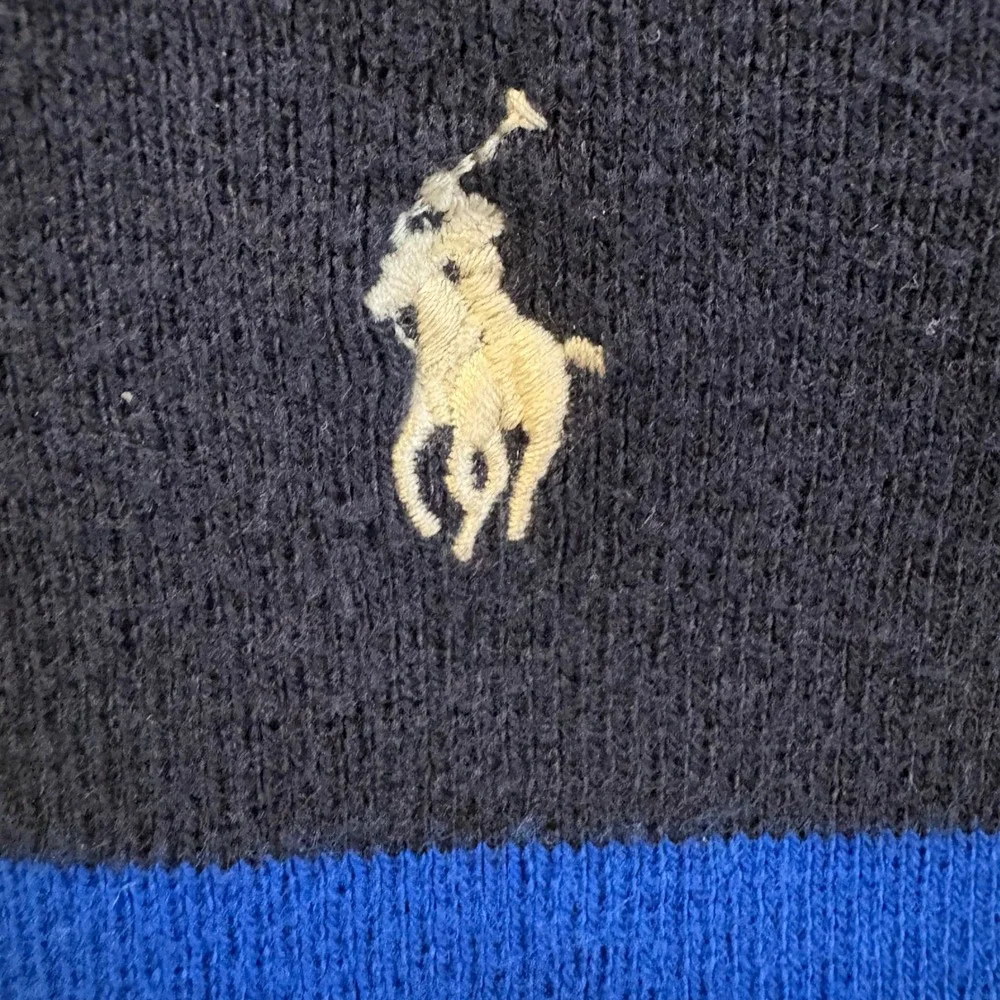Polo Ralph Lauren Sweater Boys M (10-12) Blue White Striped Cotton Pony Logo